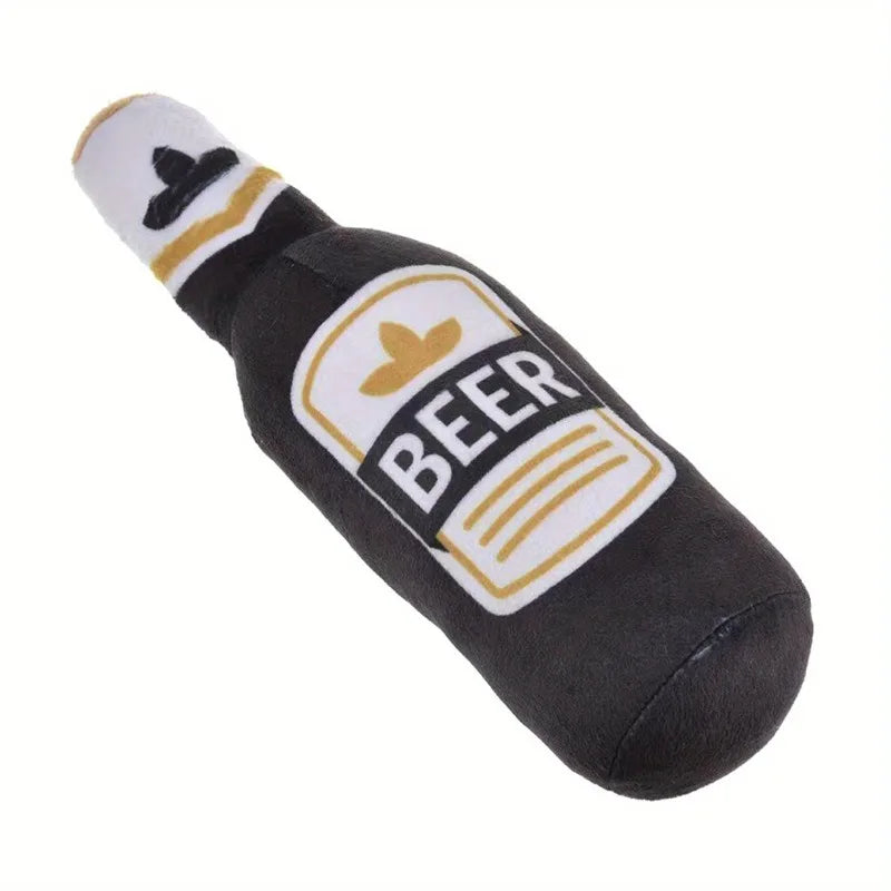 Jouet bouteille de bière couinante pour chien
