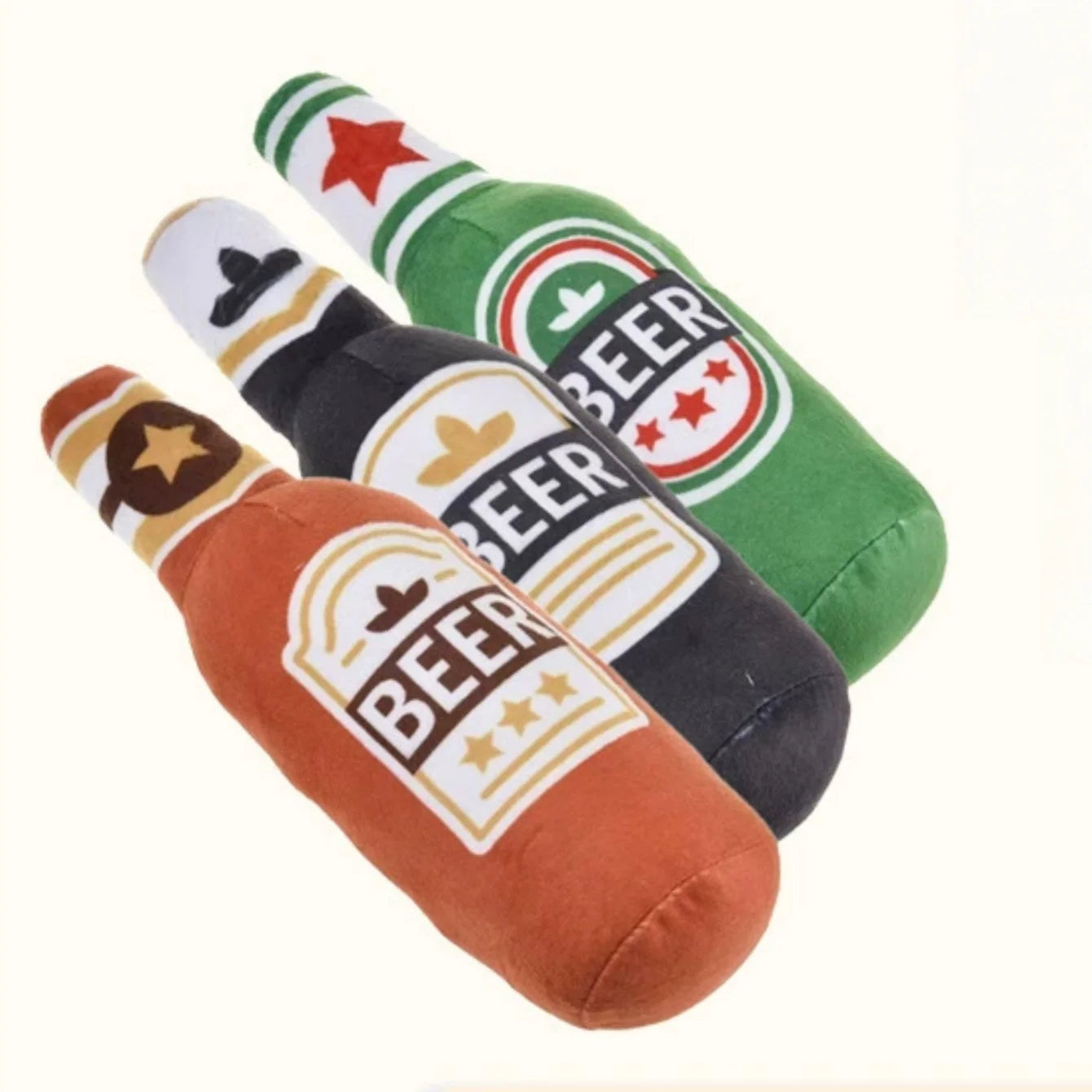 Jouet bouteille de bière couinante pour chien