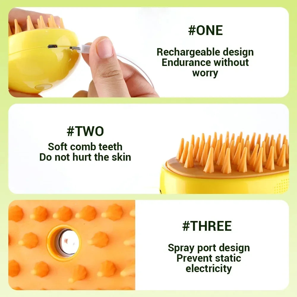 Brosse à vapeur 3 en 1 pour chats et chiens