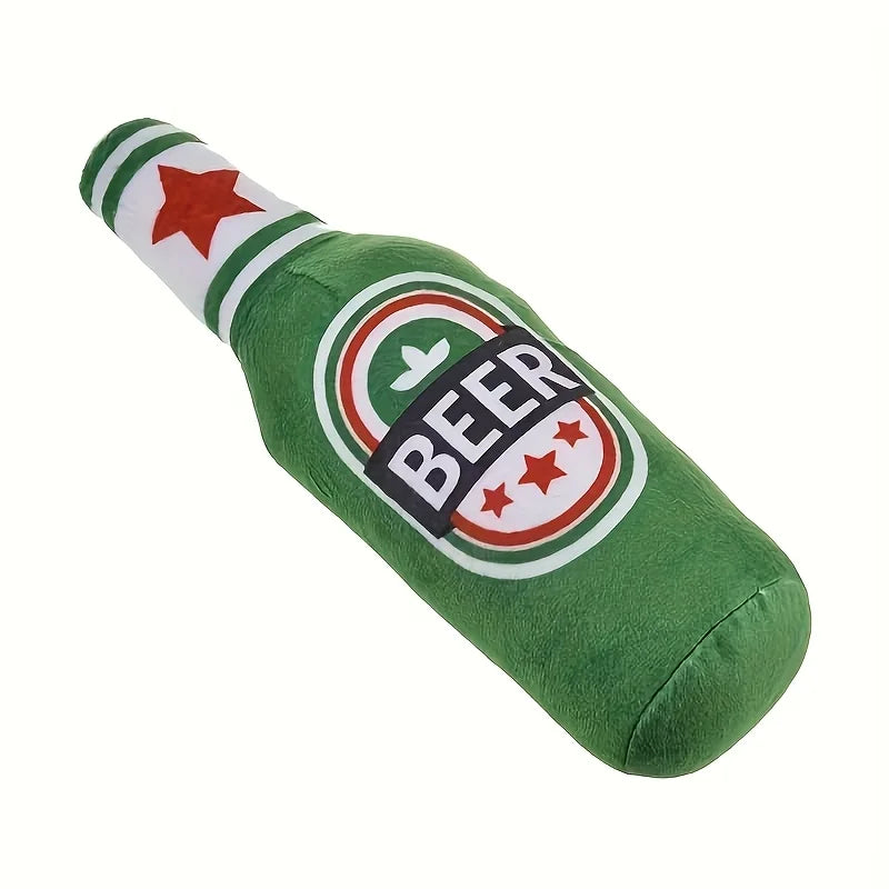 Jouet bouteille de bière couinante pour chien