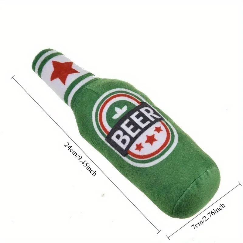 Jouet bouteille de bière couinante pour chien