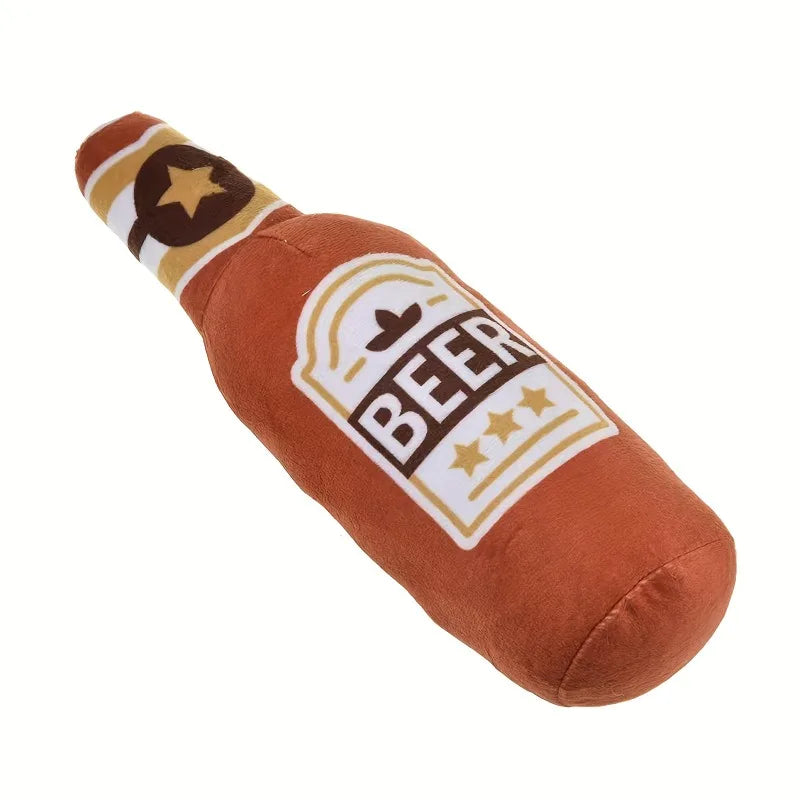 Jouet bouteille de bière couinante pour chien